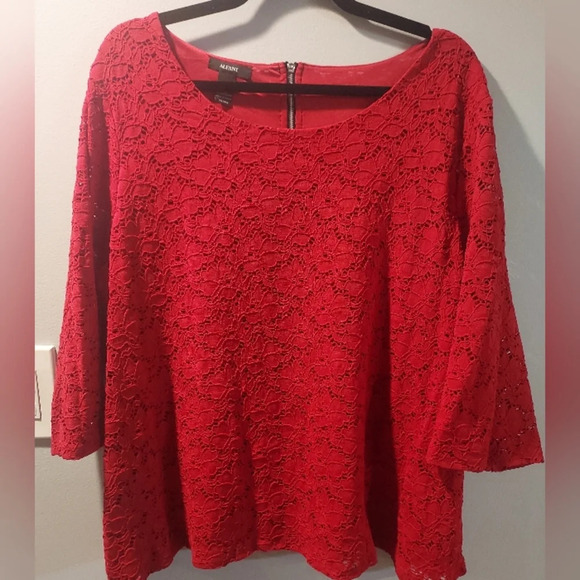 Alfani Red Eyelet Lace Overlay with Back Exposed Zipper in Size XL - Picture 1 of 9